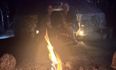 Couple at cenote entrance during Mayan temazcal experience in Riviera Maya