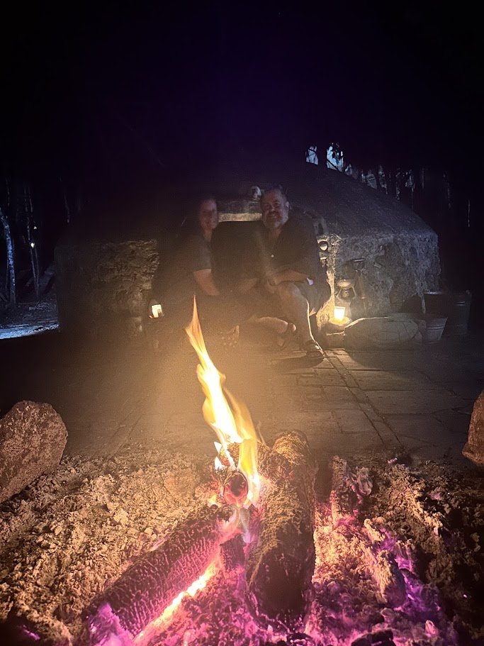 Couple at cenote entrance during Mayan temazcal experience in Riviera Maya